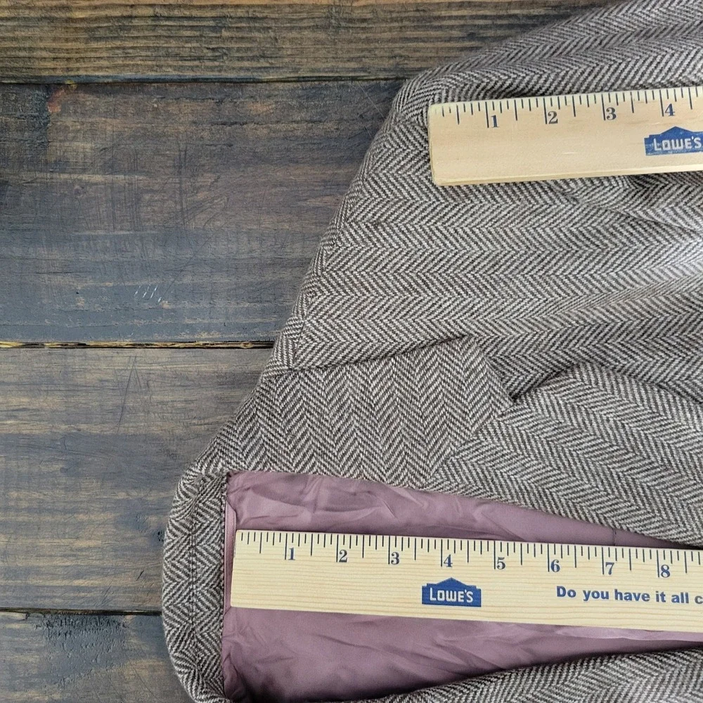 Joe Namath Men's Tweed Sport‎ Coat Blazer Brown Herringbone Polyester Wool 42S